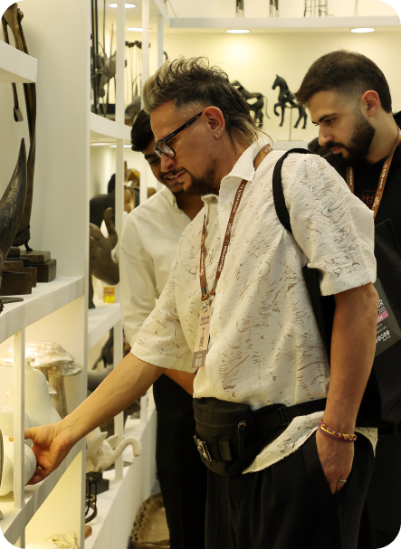 International Buyer inspecting crafts